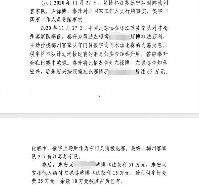 網(wǎng)傳判決書：足協(xié)杯梅州2-7江蘇，梅州門將侯宇收25萬消極比賽