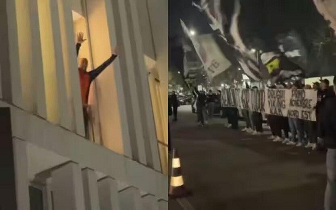 都體：尤文球迷來(lái)到酒店外支持新主帥，圖多爾向球迷們揮手致意